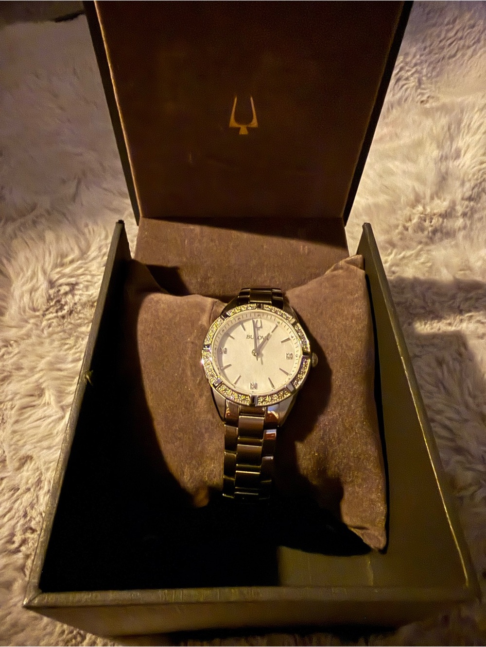 Bulova Silver and Gold-Tone Men's Bracelet Watch with Crystal Accents